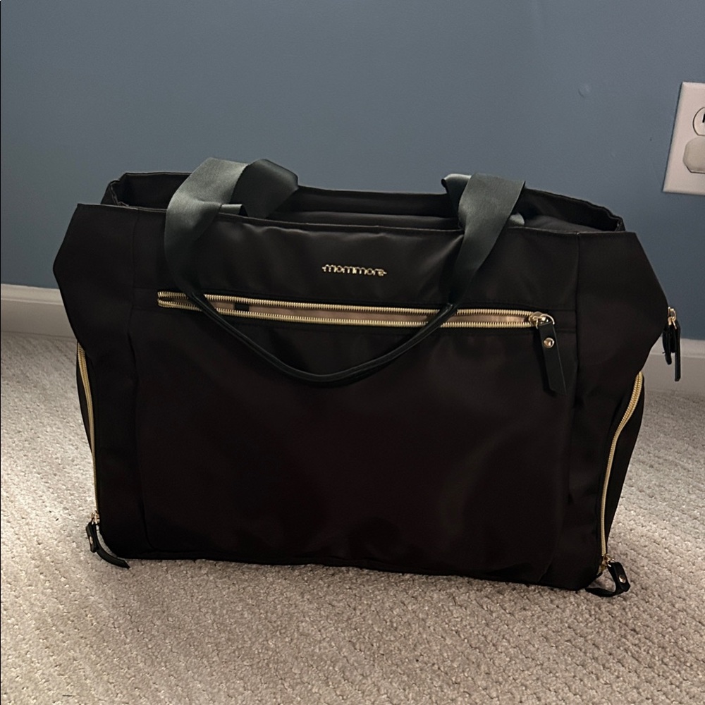 Black Baby Bag with Gold Accents - Infant Essentials Tote